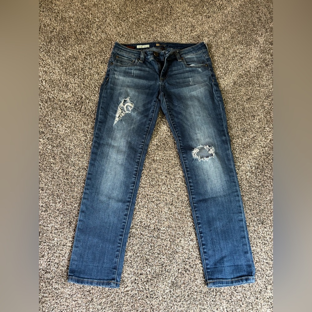Kut from the Kloth Dark Blue Distressed Skinny Jeans